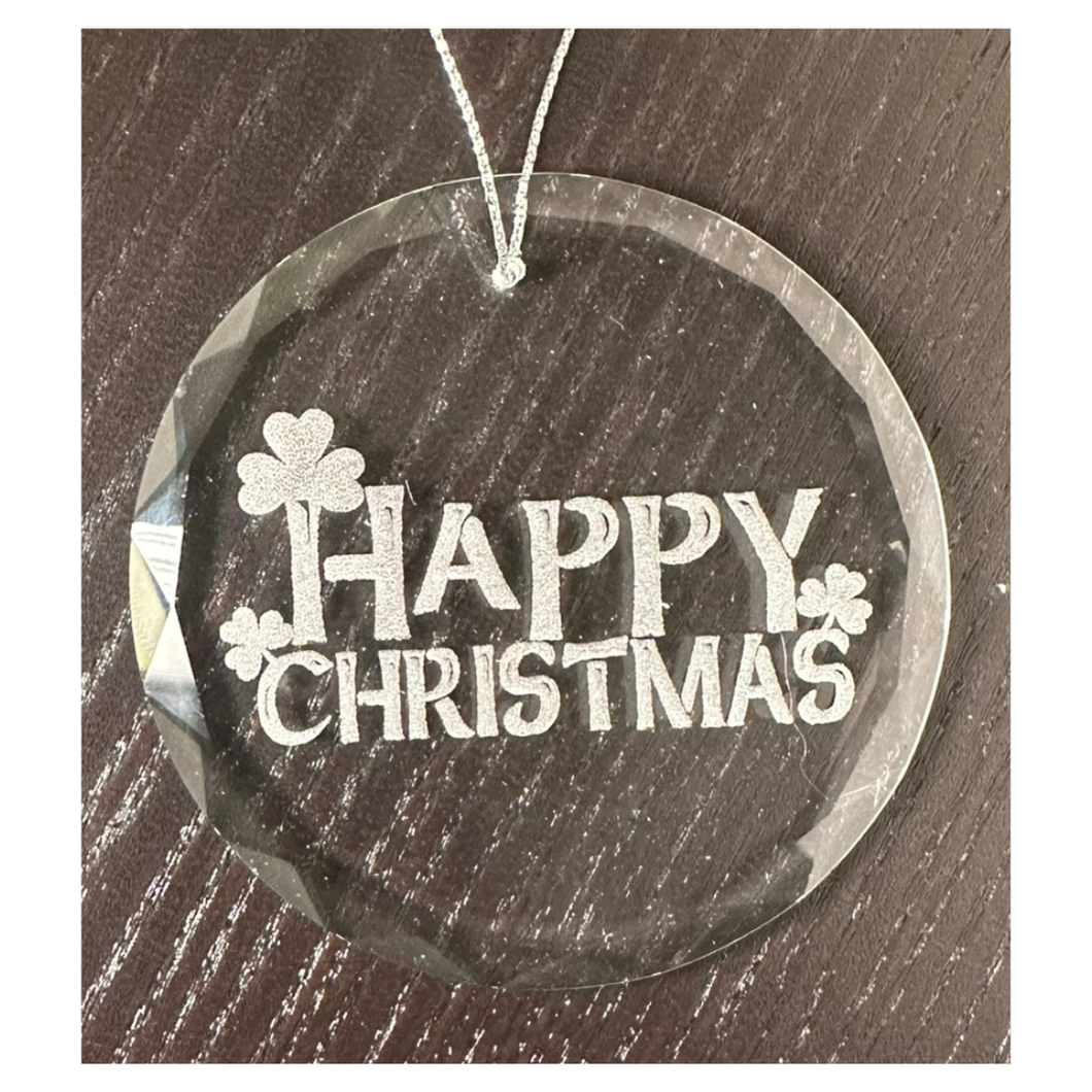 Happy Christmas Glass Ornament